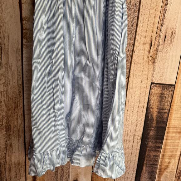 J. Crew Dress Striped Puff Sleeved Midi Blue White Summer Smocked NWT Large - Picture 5 of 8